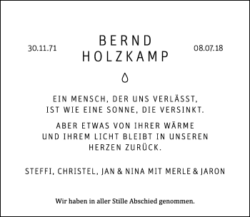 Anzeige  Bernd Holzkamp  Lippische Landes-Zeitung