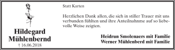 Anzeige  Hildegard Mühlenbernd  Lippische Landes-Zeitung