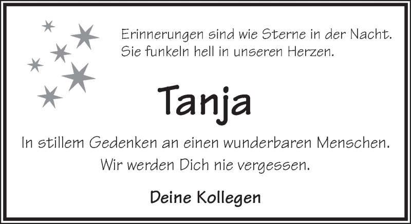  Traueranzeige für Tanja Nolte vom 21.07.2018 aus Lippische Landes-Zeitung