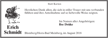 Anzeige  Erich Schmidt  Lippische Landes-Zeitung