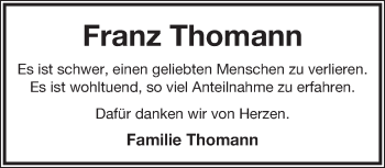 Anzeige  Franz Thomann  Lippische Landes-Zeitung
