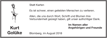 Anzeige  Kurt Golüke  Lippische Landes-Zeitung