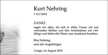 Anzeige  Kurt Nehring  Lippische Landes-Zeitung