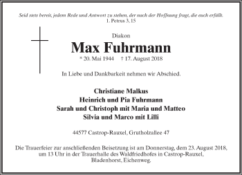 Anzeige  Max Fuhrmann  Lippische Landes-Zeitung