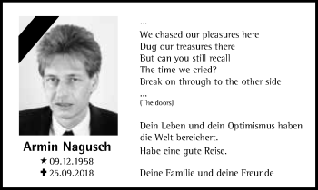 Anzeige  Armin Nagusch  Lippische Landes-Zeitung