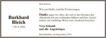 Anzeige  Burkhard Bleich  Lippische Landes-Zeitung