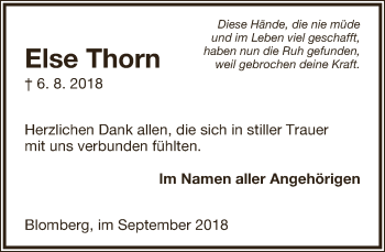 Anzeige  Else Thorn  Lippische Landes-Zeitung