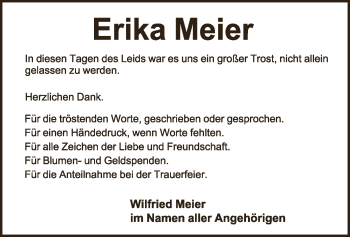Anzeige  Erika Meier  Lippische Landes-Zeitung