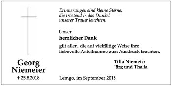 Anzeige  Georg Niemeier  Lippische Landes-Zeitung