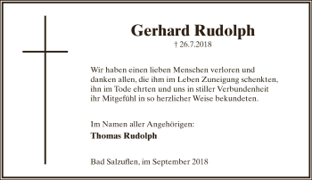 Anzeige  Gerhard Rudolph  Lippische Landes-Zeitung