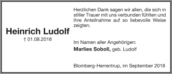 Anzeige  Heinrich Ludolf  Lippische Landes-Zeitung