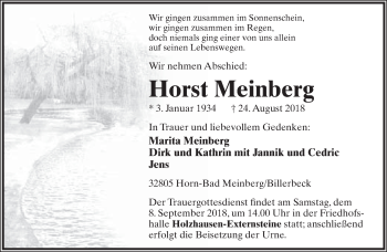 Anzeige  Horst Meinberg  Lippische Landes-Zeitung