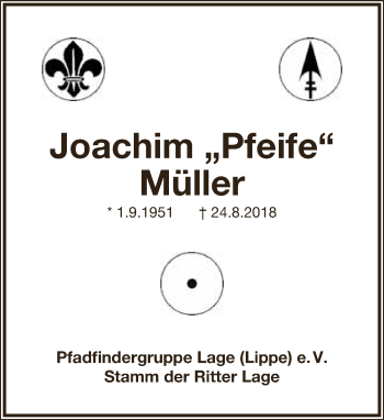 Anzeige  Joachim Müller  Lippische Landes-Zeitung