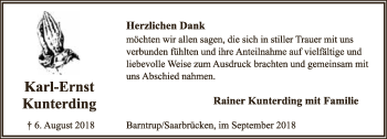 Anzeige  Karl-Ernst Kunterding  Lippische Landes-Zeitung