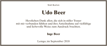 Anzeige  Udo Beer  Lippische Landes-Zeitung