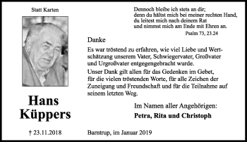 Anzeige  Hans Küppers  Lippische Landes-Zeitung