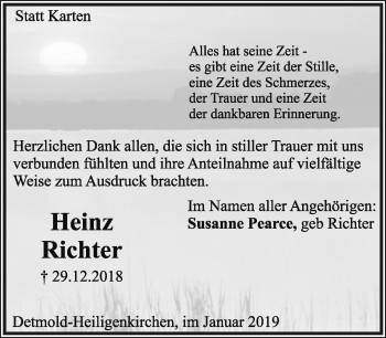 Anzeige  Heinz Richter  Lippische Landes-Zeitung