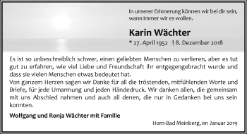 Anzeige  Karin Wächter  Lippische Landes-Zeitung