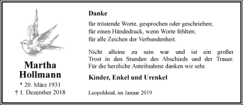 Anzeige  Martha Hollmann  Lippische Landes-Zeitung