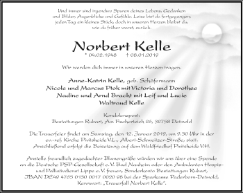 Anzeige  Norbert Kelle  Lippische Landes-Zeitung