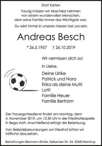 Anzeige  Andreas Besch  Lippische Landes-Zeitung