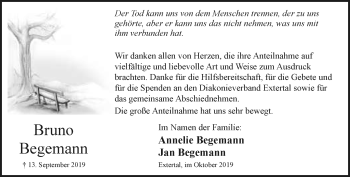 Anzeige  Bruno Begemann  Lippische Landes-Zeitung