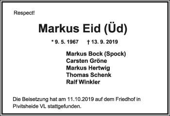 Anzeige  Markus Eid  Lippische Landes-Zeitung