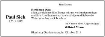 Anzeige  Paul Siek  Lippische Landes-Zeitung