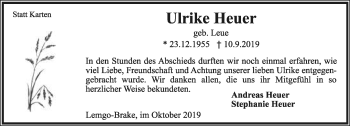 Anzeige  Ulrike Heuer  Lippische Landes-Zeitung