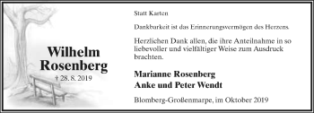 Anzeige  Wilhelm Rosenberg  Lippische Landes-Zeitung