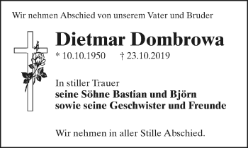 Anzeige  Dietmar Dombrowa  Lippische Landes-Zeitung