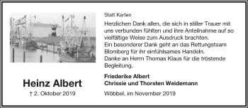 Anzeige  Heinz Albert  Lippische Landes-Zeitung