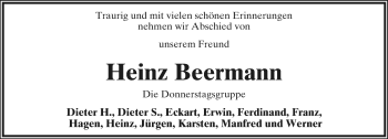 Anzeige  Heinz Beermann  Lippische Landes-Zeitung