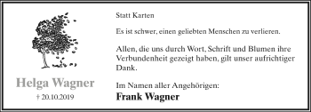 Anzeige  Helga Wagner  Lippische Landes-Zeitung