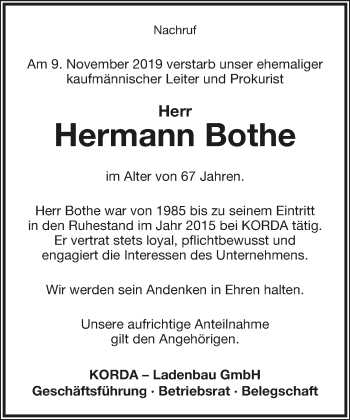 Anzeige  Hermann Bothe  Lippische Landes-Zeitung