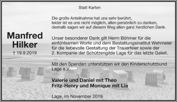 Anzeige  Manfred Hilker  Lippische Landes-Zeitung