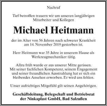 Anzeige  Michael Heitmann  Lippische Landes-Zeitung