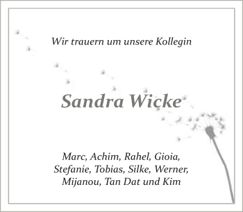 Anzeige  Sandra Wicke  Lippische Landes-Zeitung