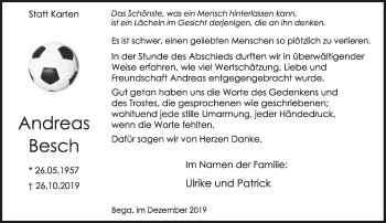 Anzeige  Andreas Besch  Lippische Landes-Zeitung