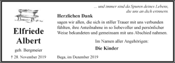 Anzeige  Elfriede Albert  Lippische Landes-Zeitung