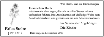 Anzeige  Erika Stolte  Lippische Landes-Zeitung