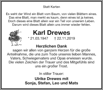 Anzeige  Karl Drewes  Lippische Landes-Zeitung