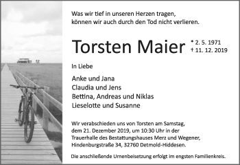 Anzeige  Torsten Maier  Lippische Landes-Zeitung