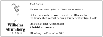 Anzeige  Wilhelm Strumberg  Lippische Landes-Zeitung