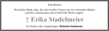 Anzeige  Erika Stadelmeier  Lippische Landes-Zeitung