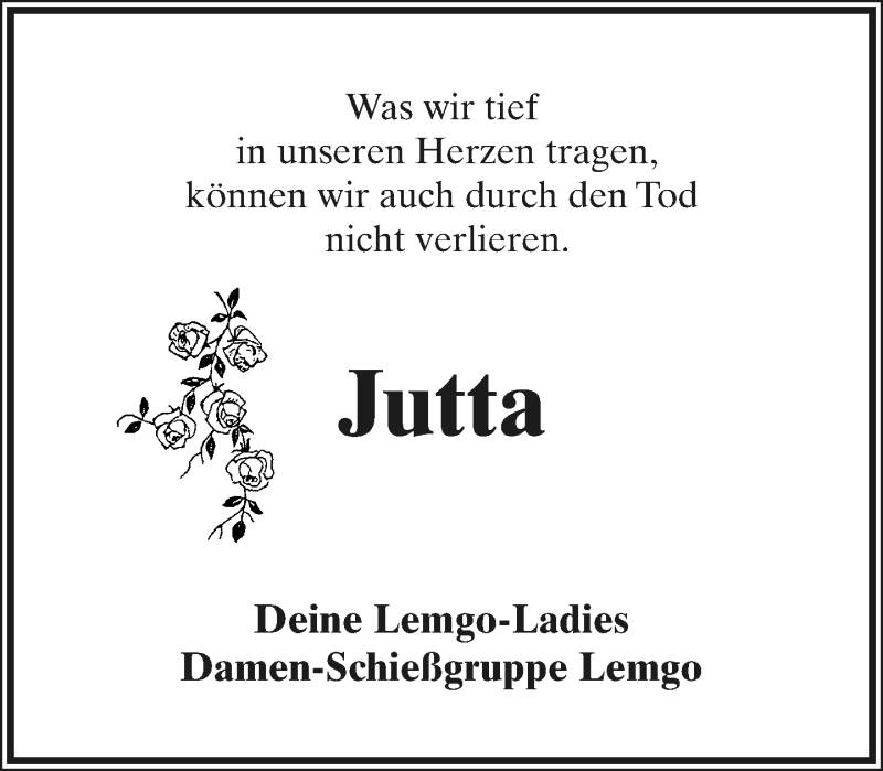  Traueranzeige für Jutta Steinmeier-Drees vom 09.02.2019 aus Lippische Landes-Zeitung