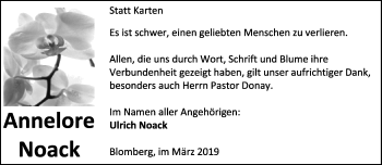 Anzeige  Annelore Noack  Lippische Landes-Zeitung