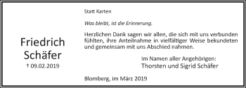 Anzeige  Friedrich Schäfer  Lippische Landes-Zeitung