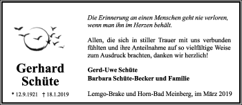 Anzeige  Gerhard SchÃ¼te  Lippische Landes-Zeitung