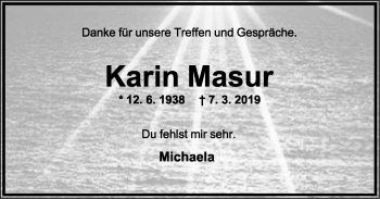 Anzeige  Karin Masur  Lippische Landes-Zeitung